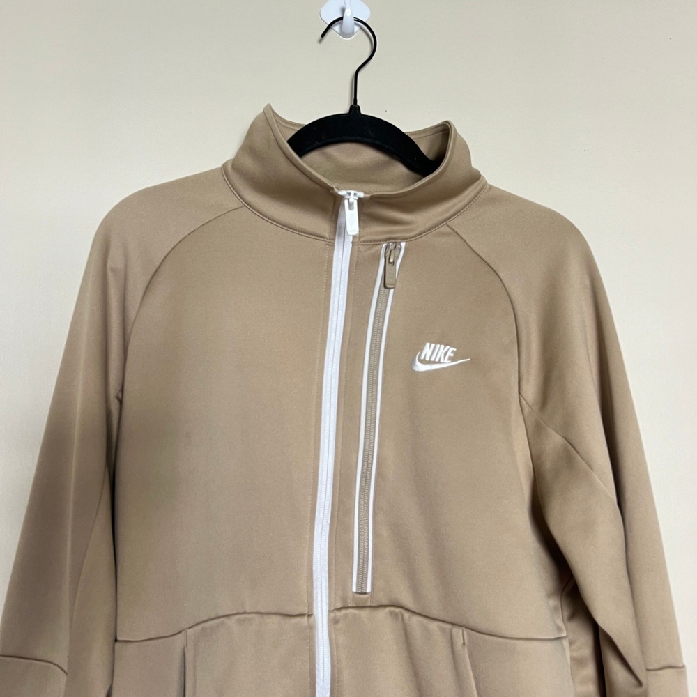 Nike Mens Full Zip Track Jacket Khaki Tan Mock Neck Sportswear Sport Casual XL - Picture 3 of 9